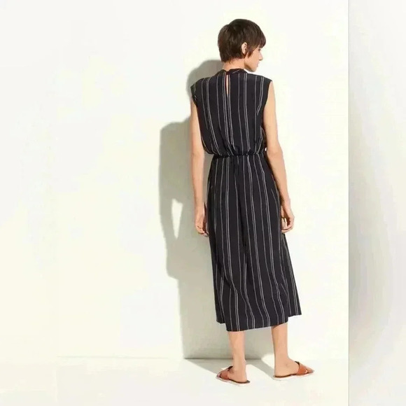 Vince - Stripe Draped Cross Front Dress in Coastal Blue Size 0 #222 - Picture 2 of 9